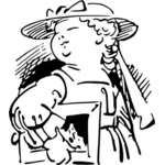 Vector clip art of fat lady with hat